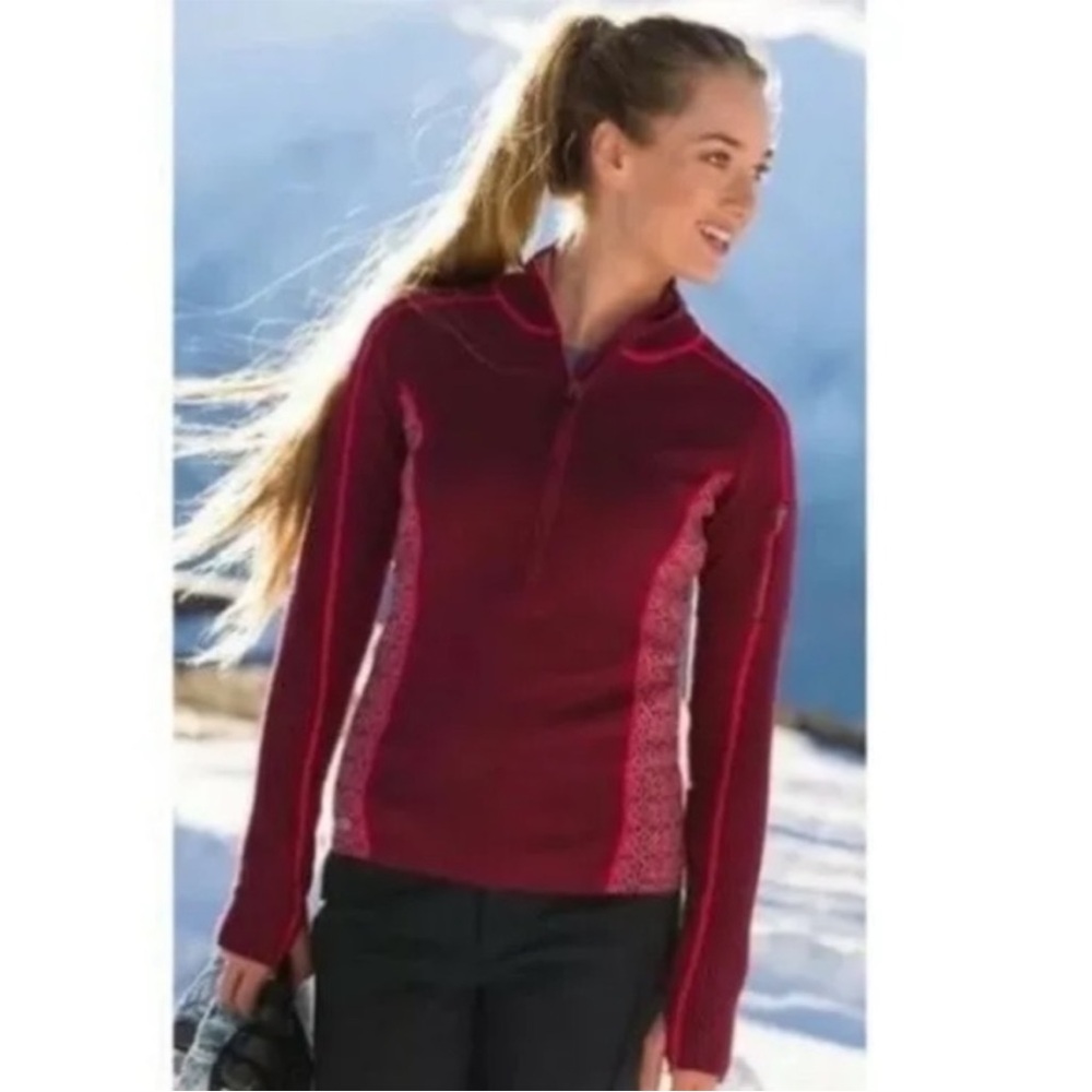 Athleta xl Cherrywood Maroon/orange  Half-Zip Pullover